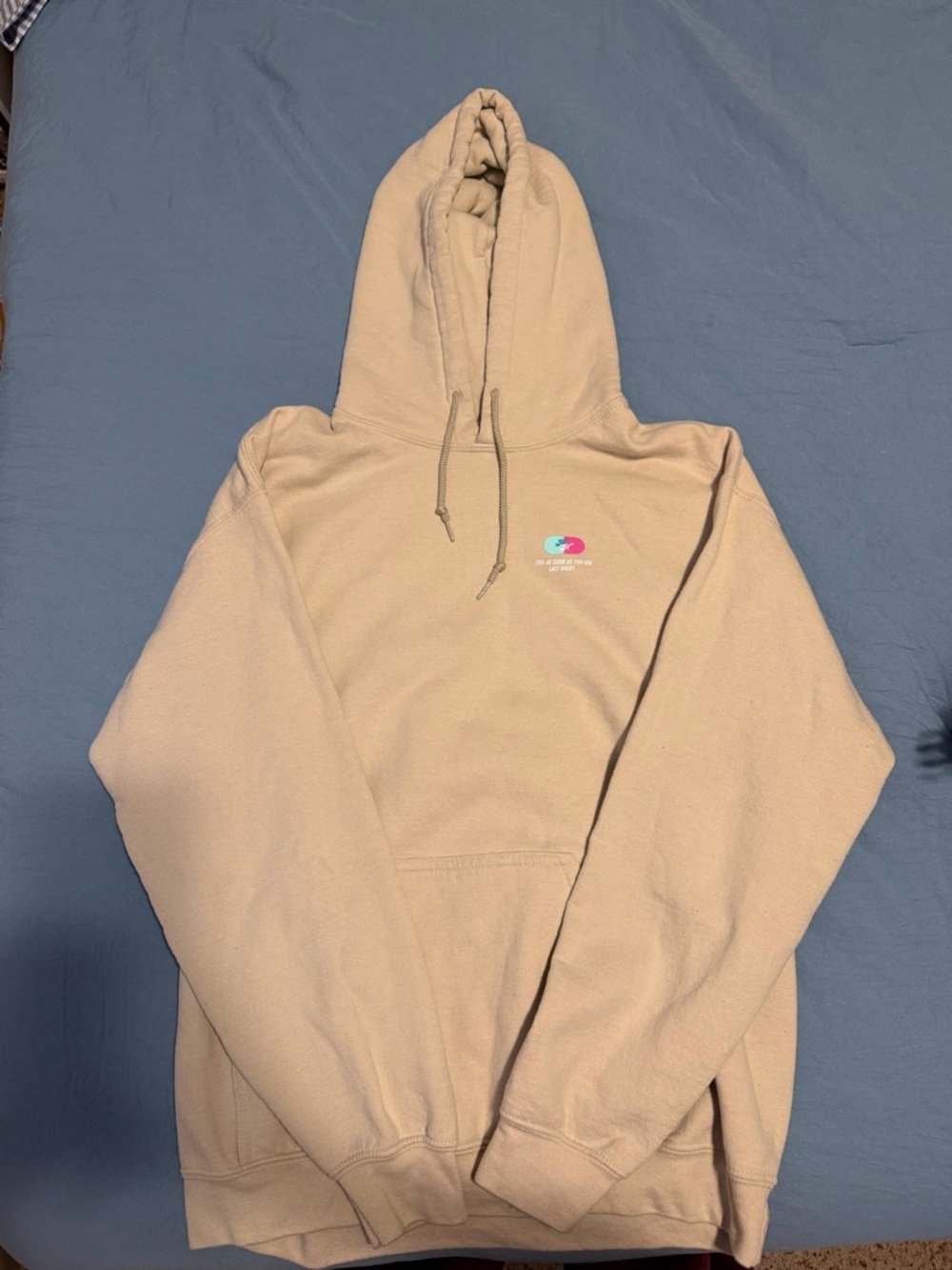 Men's Beige Crewneck Hoodie with Subtle Chest Logo